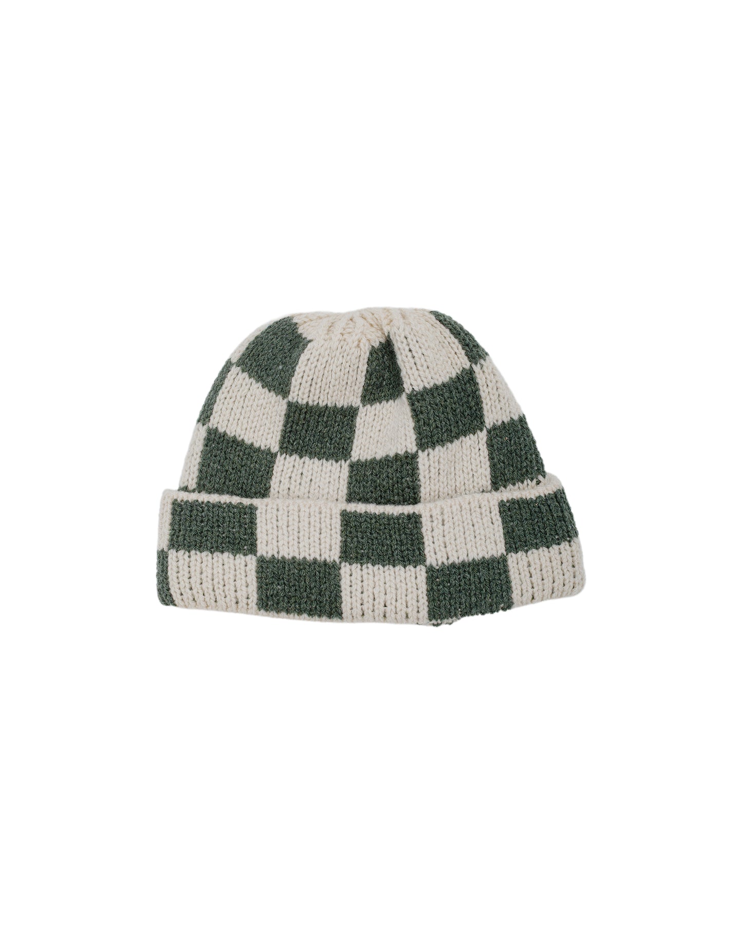 Found Feather Lost & Found Checker Beanie Italian Donegal Wool Moss