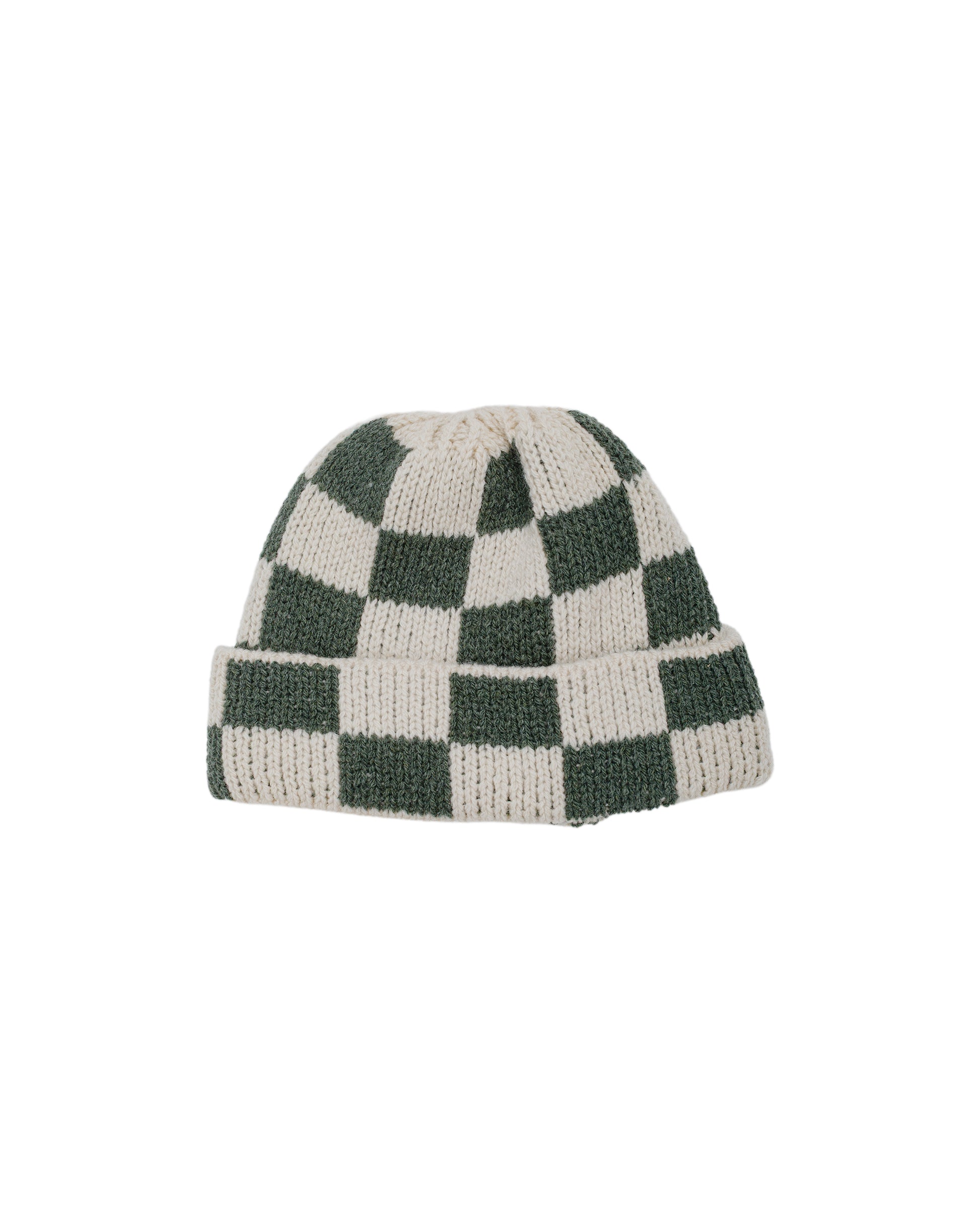 Found Feather Lost & Found Checker Beanie Italian Donegal Wool Moss