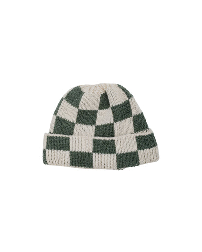 Found Feather Lost & Found Checker Beanie Italian Donegal Wool Moss