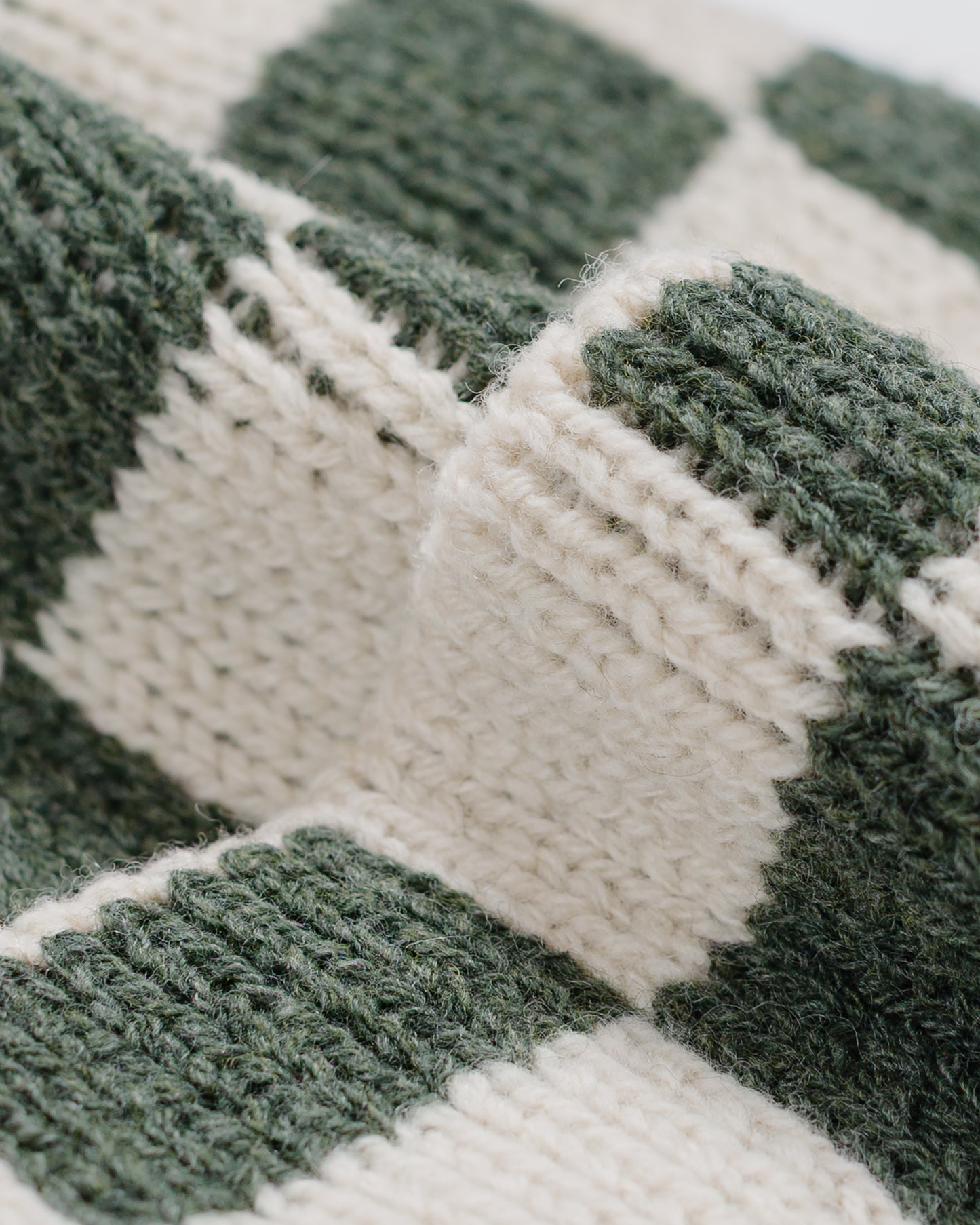 Found Feather Lost & Found Checker Beanie Italian Donegal Wool Moss