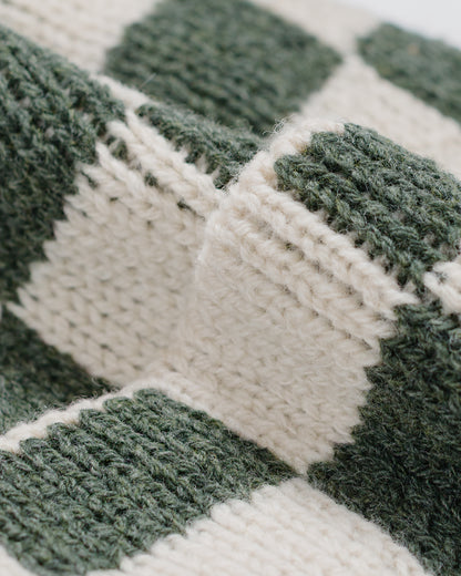 Found Feather Lost & Found Checker Beanie Italian Donegal Wool Moss