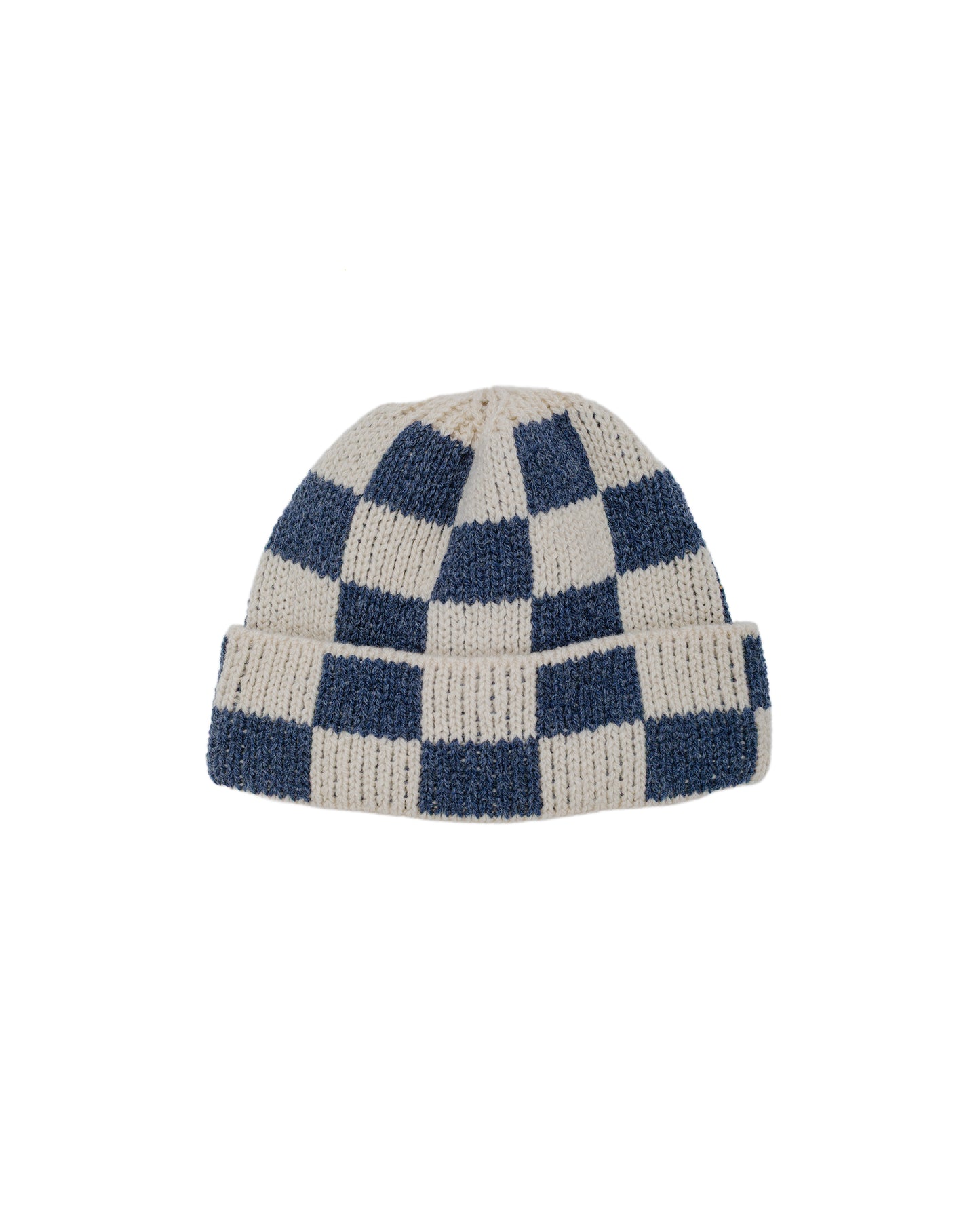 Found Feather Lost & Found Checker Beanie Italian Donegal Wool Navy
