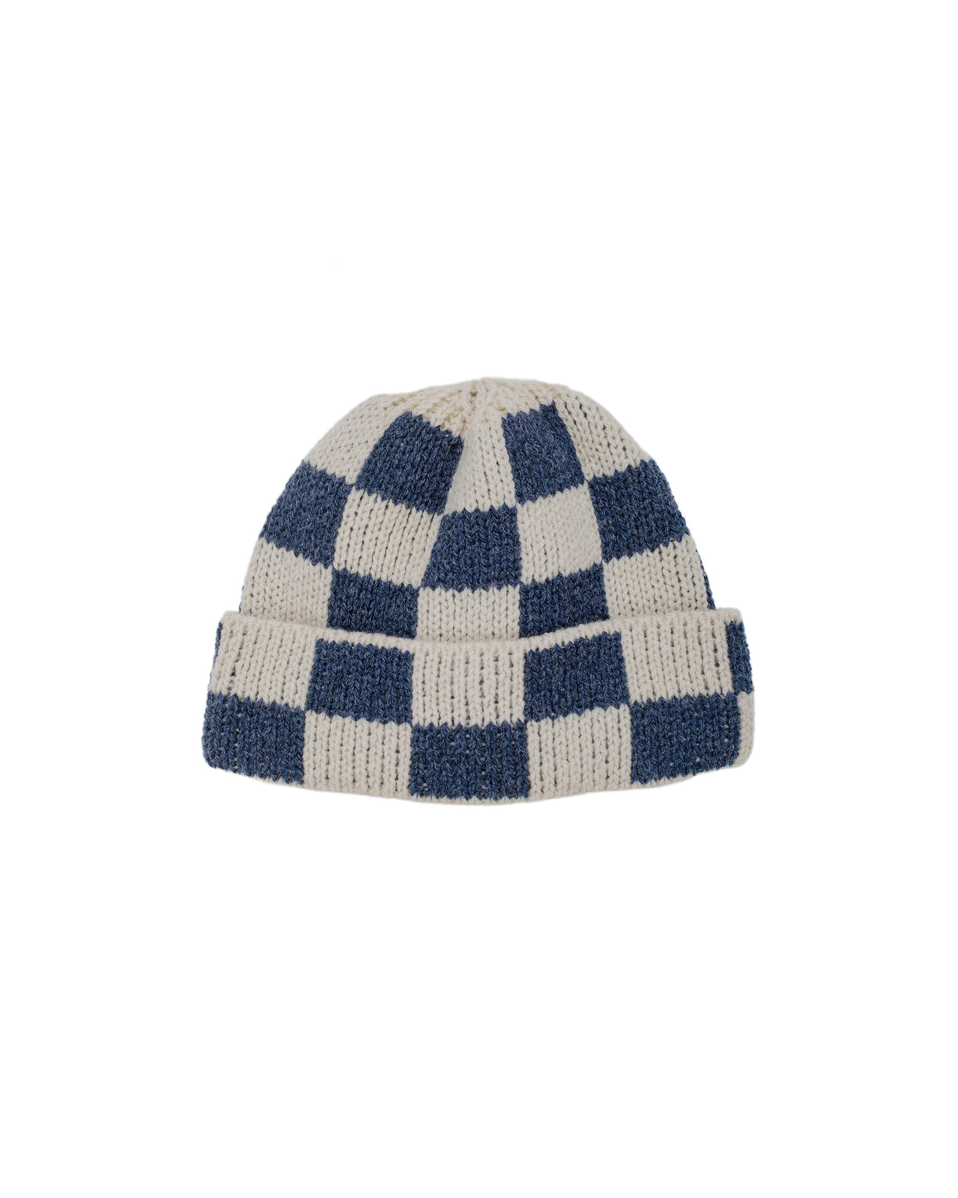 Found Feather Lost & Found Checker Beanie Italian Donegal Wool Navy