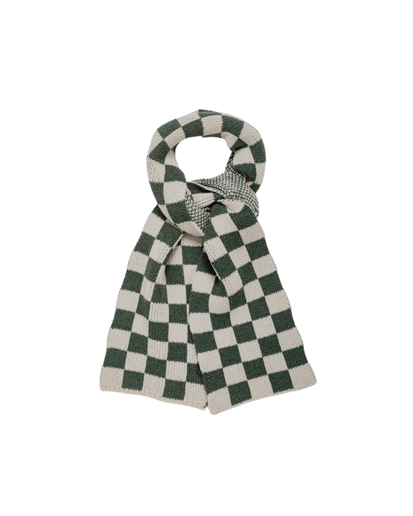 Found Feather Lost & Found Checker Scarf Italian Donegal Wool Moss