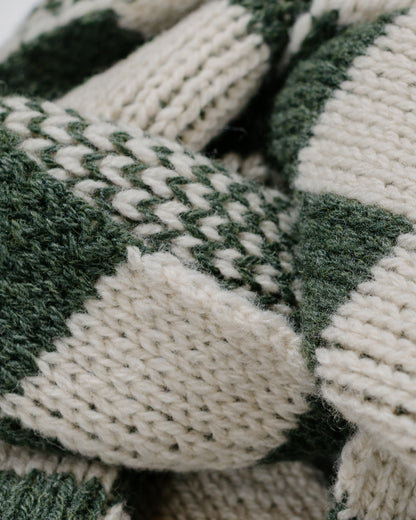 Found Feather Lost & Found Checker Scarf Italian Donegal Wool Moss