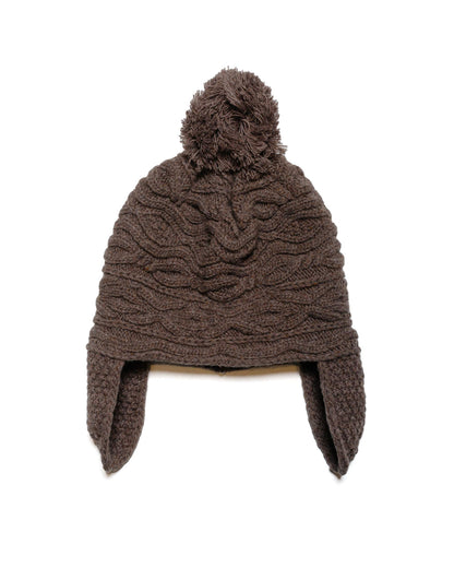 Found Feather Pom Pom Beanie Lambswool Brown