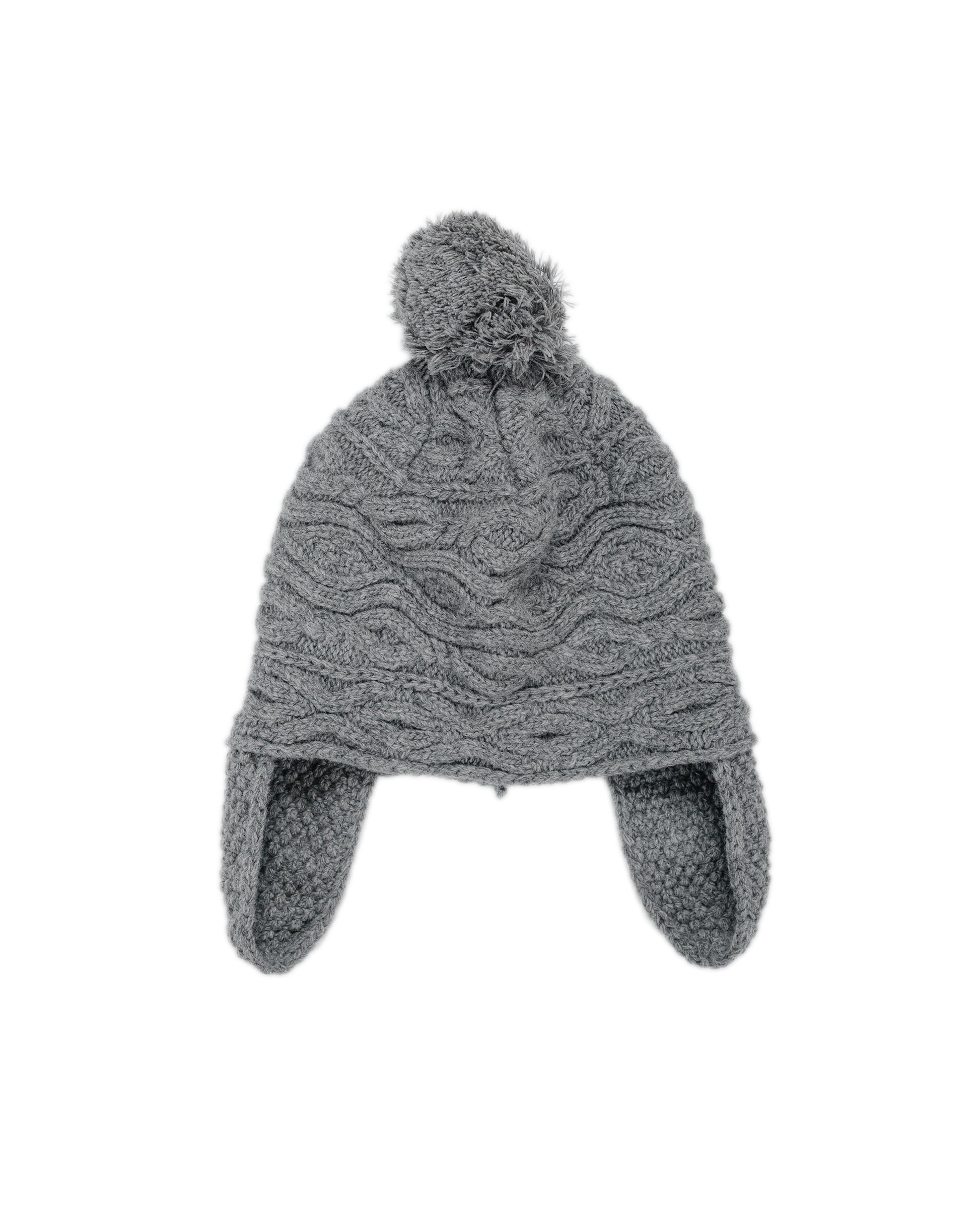 Found Feather Pom Pom Beanie Lambswool Grey