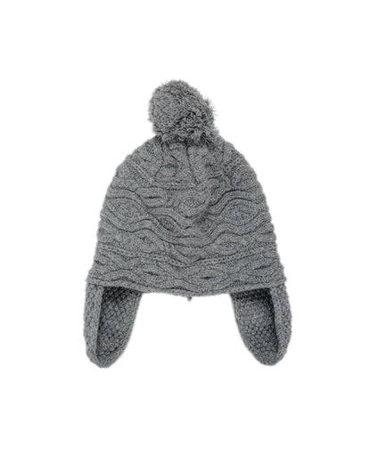 Found Feather Pom Pom Beanie Lambswool Grey