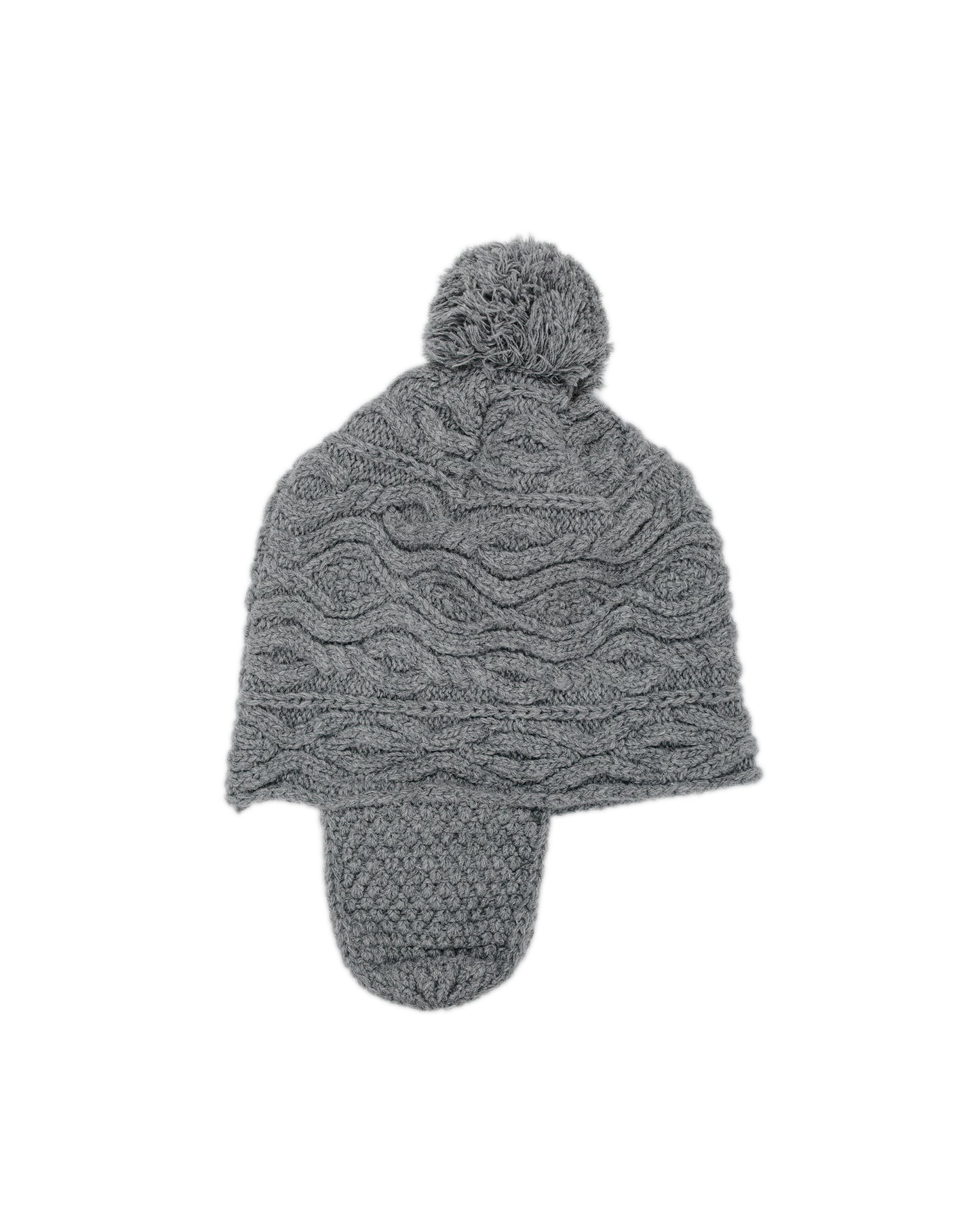 Found Feather Pom Pom Beanie Lambswool Grey