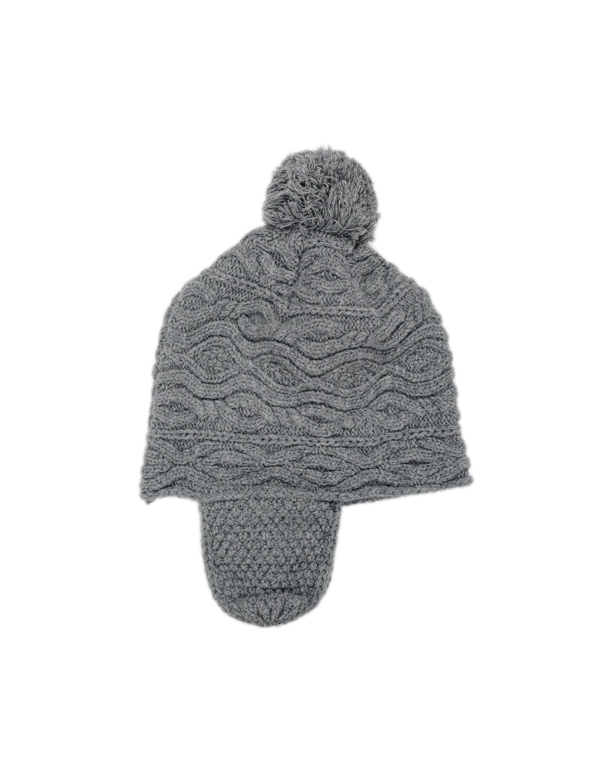 Found Feather Pom Pom Beanie Lambswool Grey