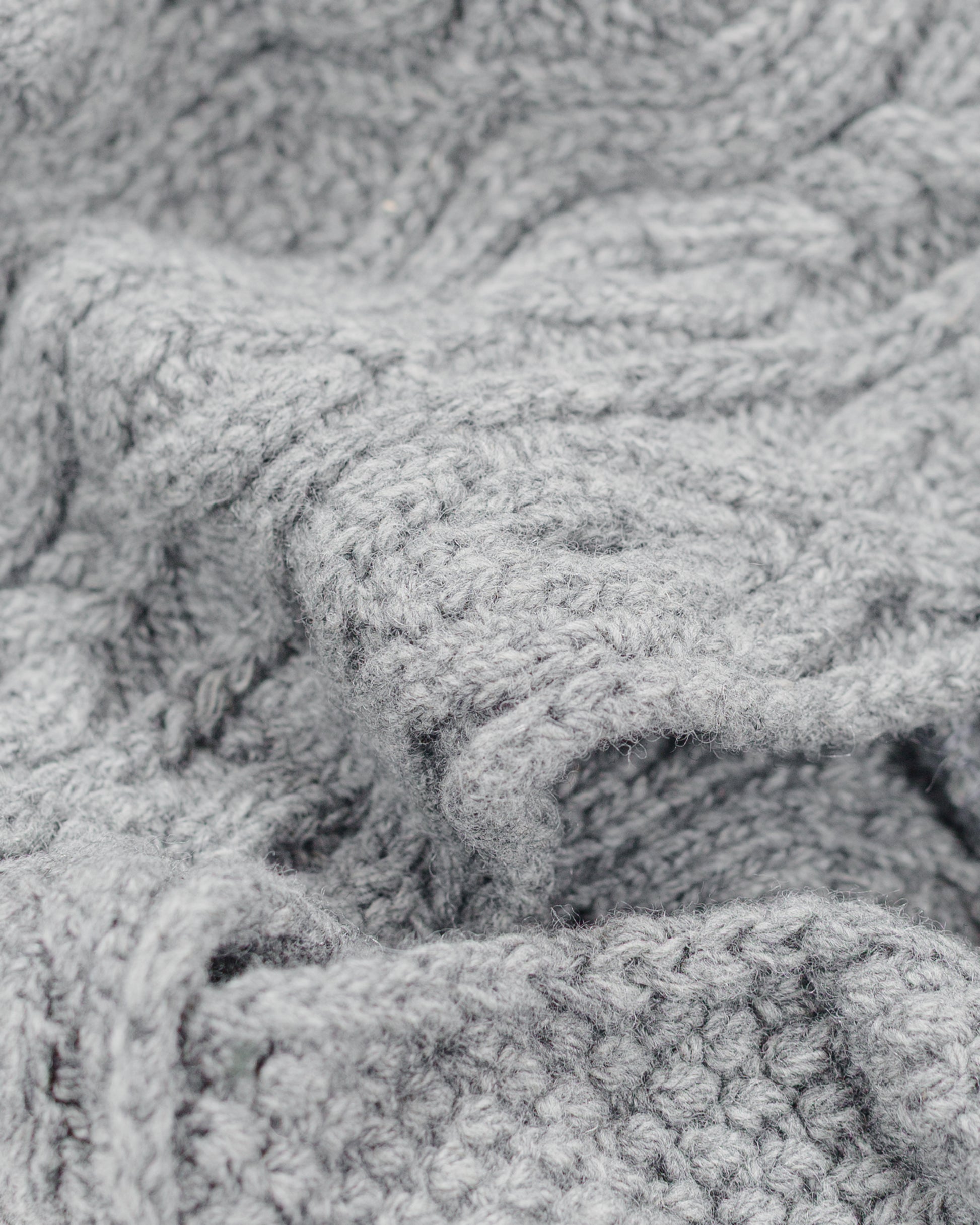 Found Feather Pom Pom Beanie Lambswool Grey