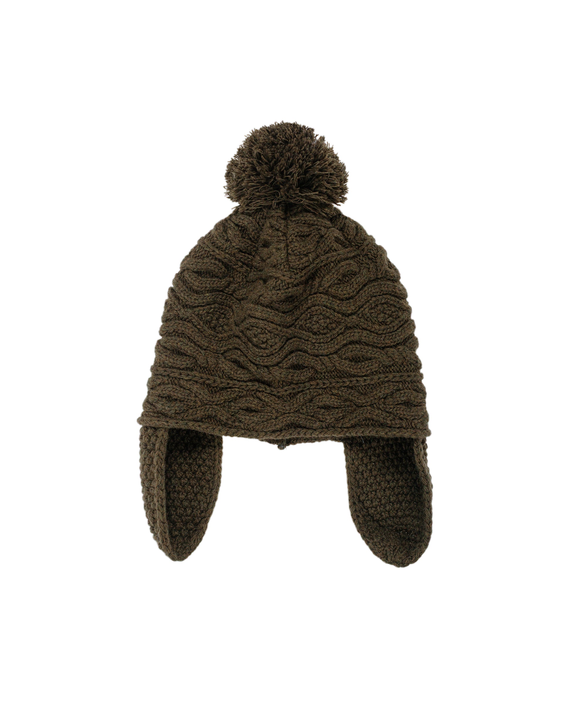 Found Feather Pom Pom Beanie Lambswool Olive