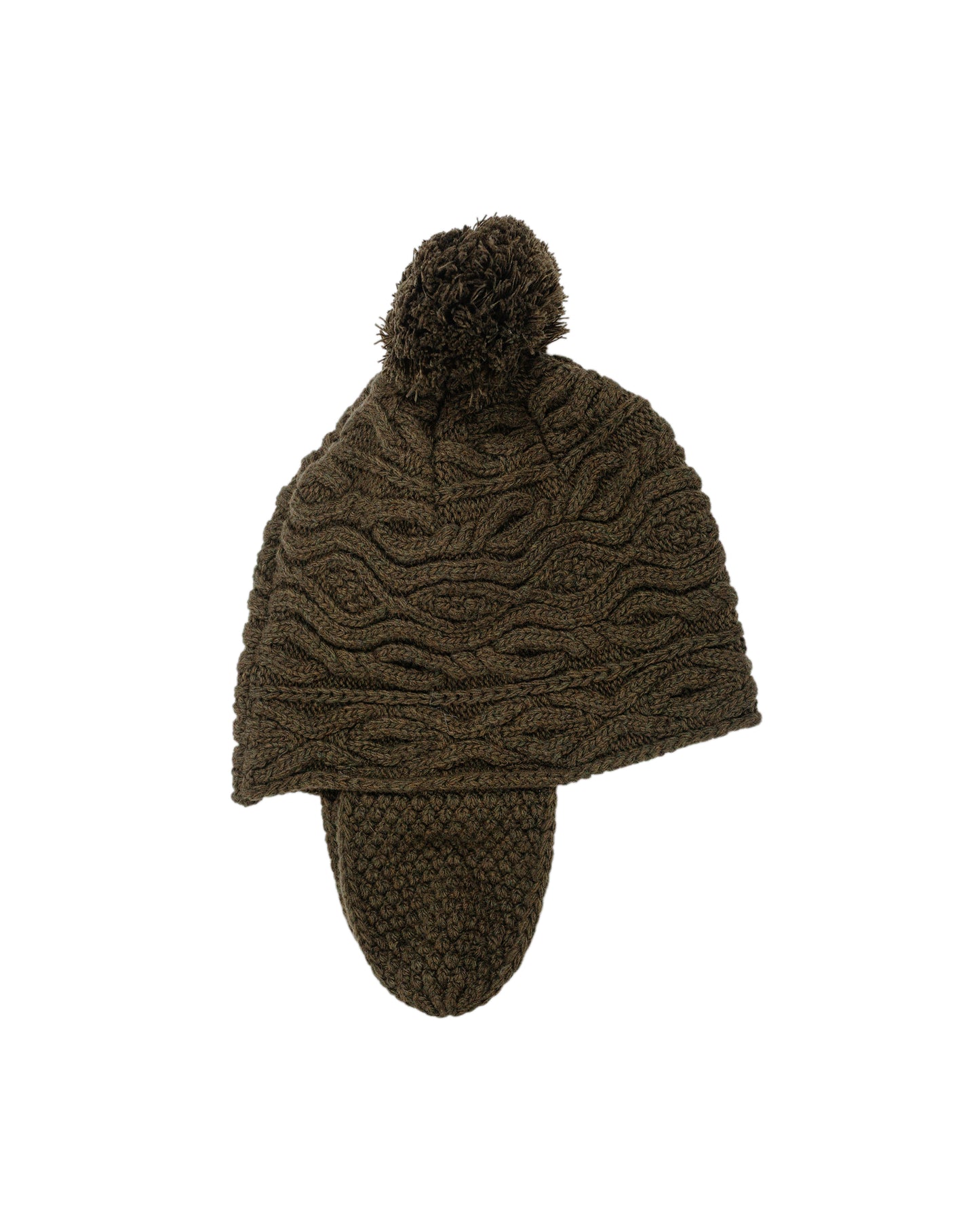 Found Feather Pom Pom Beanie Lambswool Olive