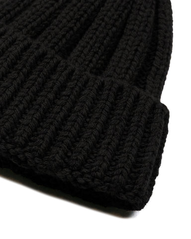 Found Feather Rib Beanie Donegal Tweed Wool Black