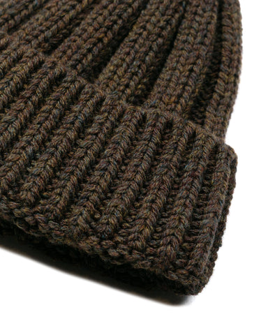 Found Feather Rib Beanie Donegal Tweed Wool Brown