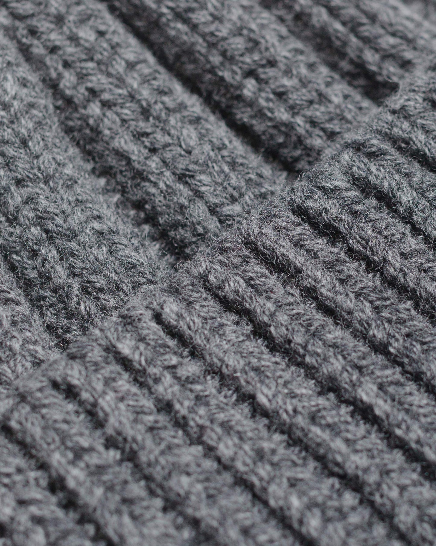 Found Feather Rib Beanie Italian Donegal Wool Charcoal fabric