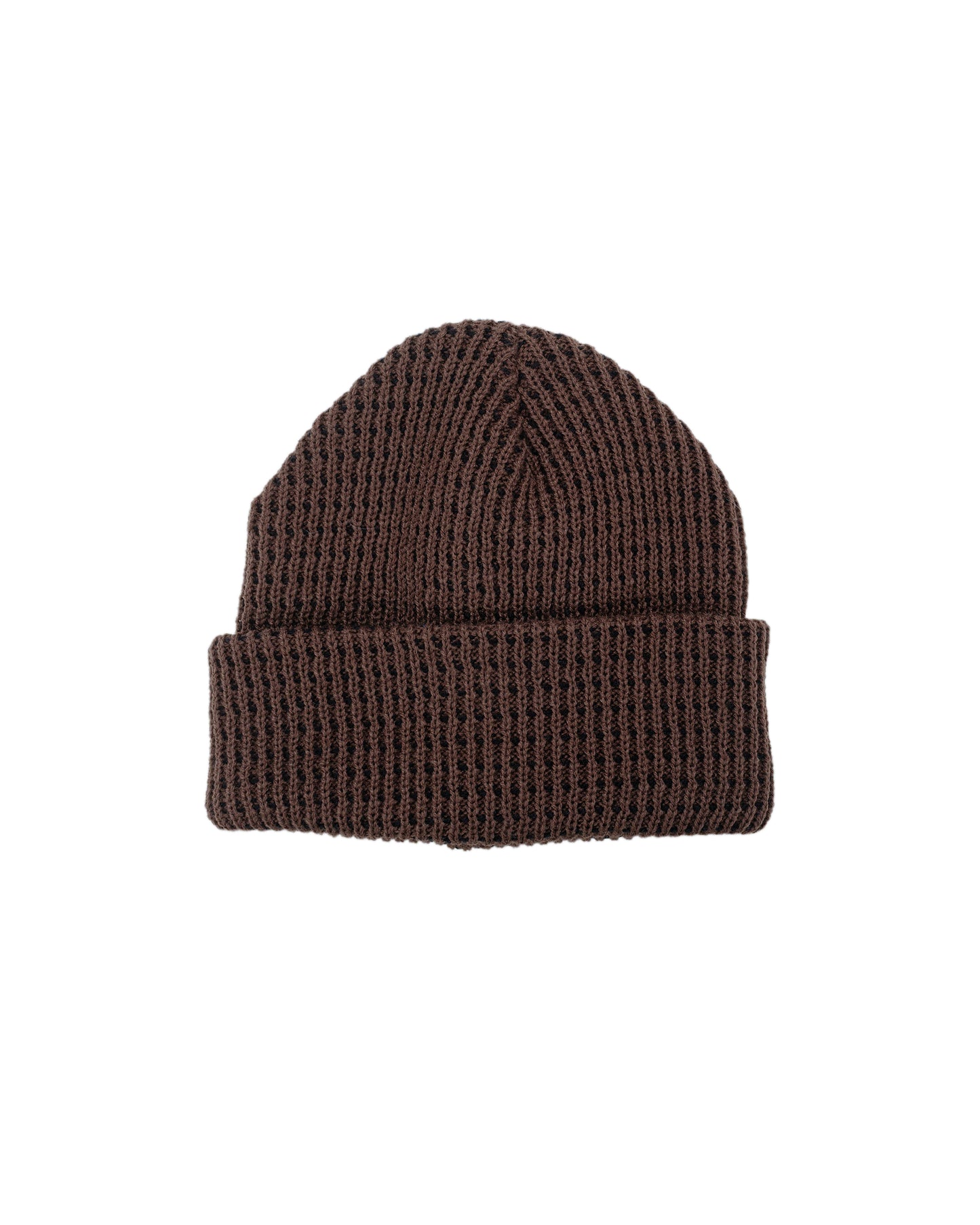 Found Feather Waffle Beanie Acrylic Knit Brown Black
