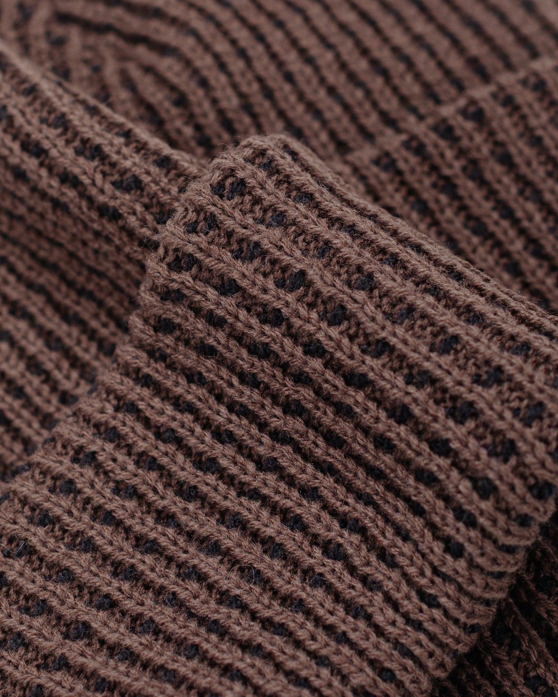 Found Feather Waffle Beanie Acrylic Knit Brown Black