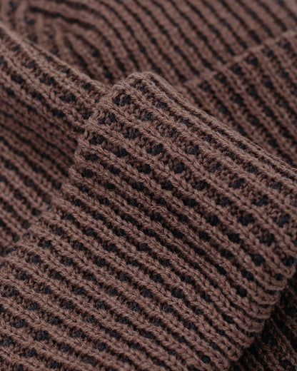 Found Feather Waffle Beanie Acrylic Knit Brown Black