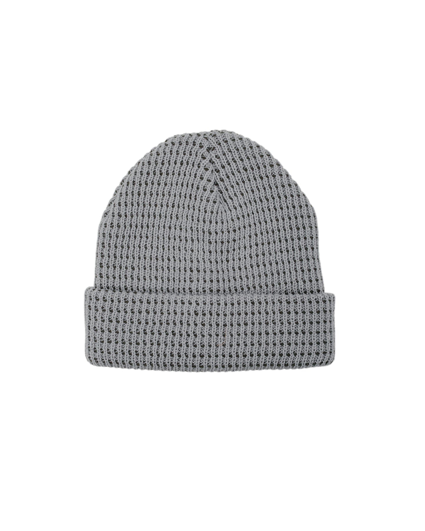 Found Feather Waffle Beanie Acrylic Knit Grey Olive