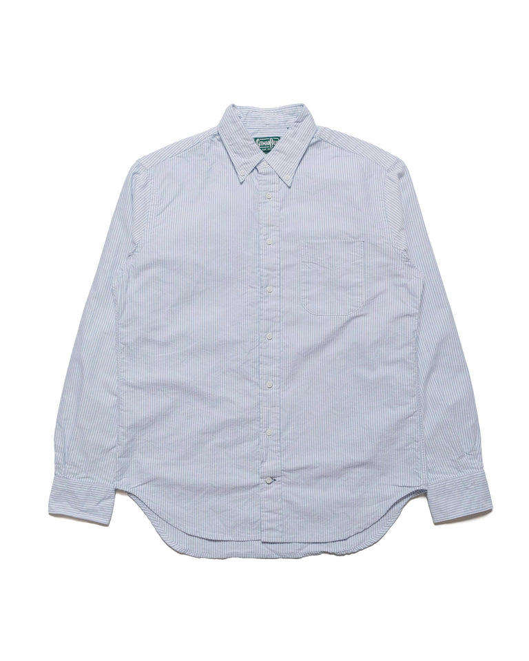Gitman Vintage Bros. Blue Stripe Linen Long Sleeve Shirt