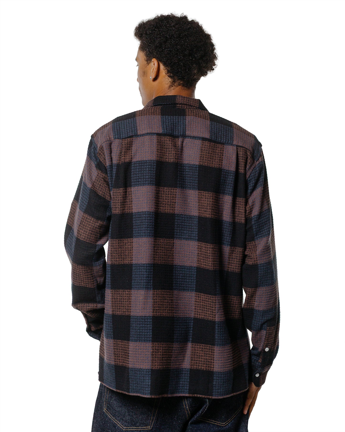 Gitman Vintage Bros. Black Brushed Waffle Check Camp Shirt