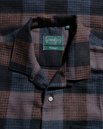 Gitman Vintage Bros. Black Brushed Waffle Check Camp Shirt