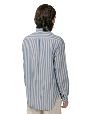 Gitman Vintage Bros. Blue Cotton/Ramie Cabana Stripe Popover Shirt model back