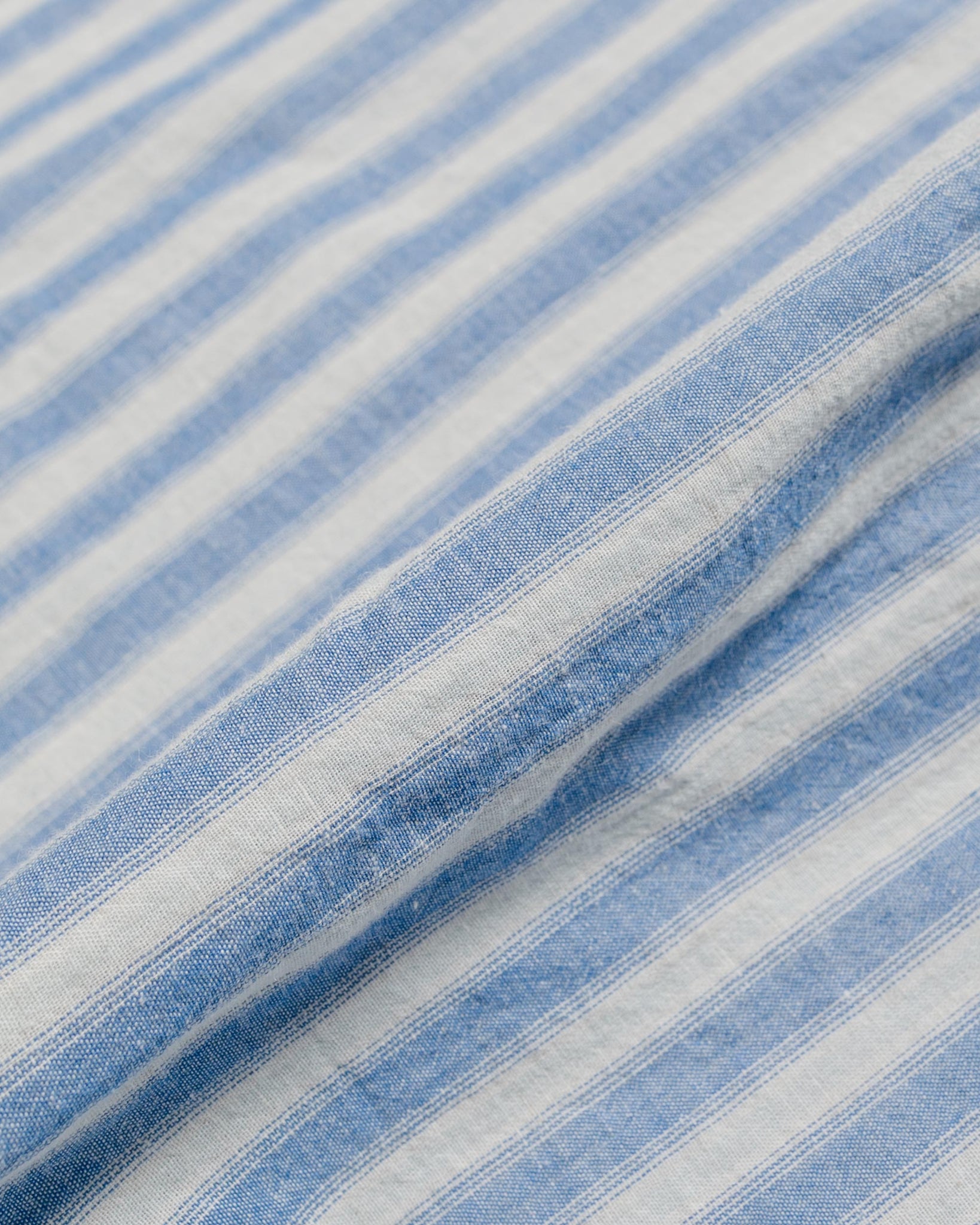 Gitman Vintage Bros. Blue Cotton/Ramie Cabana Stripe Popover Shirt fabric