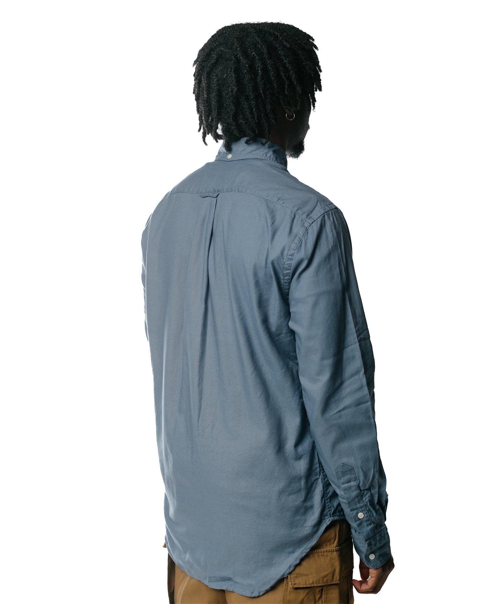 Gitman Vintage Bros. Blue Hopsack Shirt Model Back