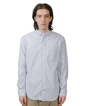 Gitman Vintage Bros. Blue Stripe Linen Long Sleeve Shirt model front