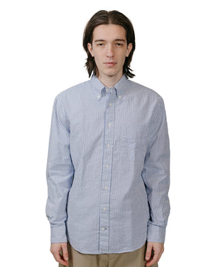 Gitman Vintage Bros. Blue Stripe Seersucker Shirt model front