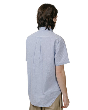 Gitman Vintage Bros. Blue Stripe Seersucker Short Sleeve Shirt model back
