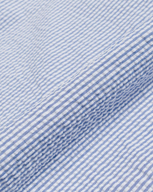 Gitman Vintage Bros. Blue Stripe Seersucker Short Sleeve Shirt fabric