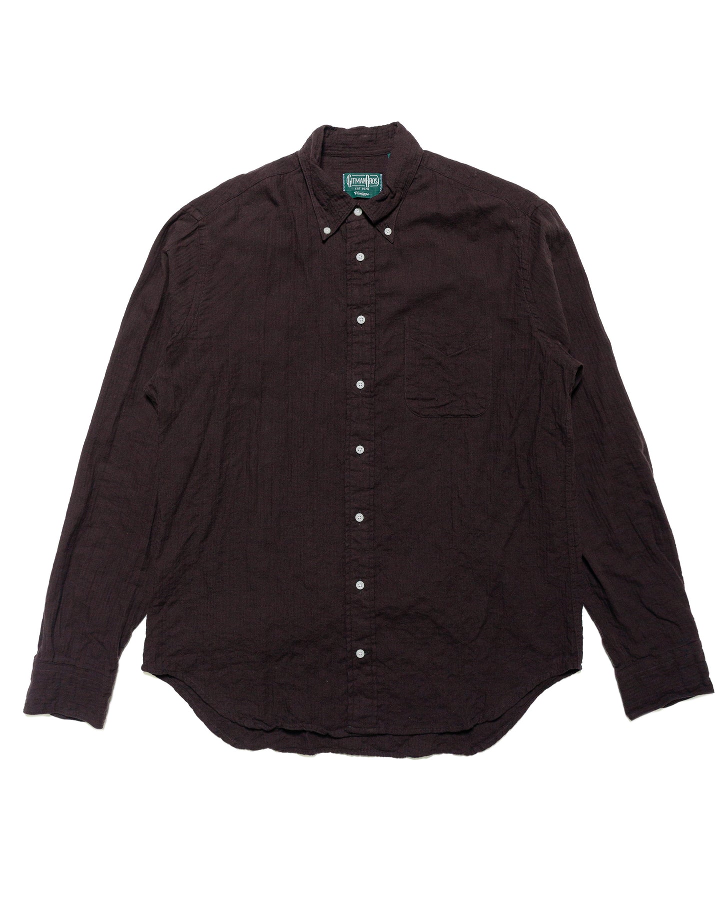 Gitman Vintage Bros. Brown Brushed Winter Seersucker Shirt