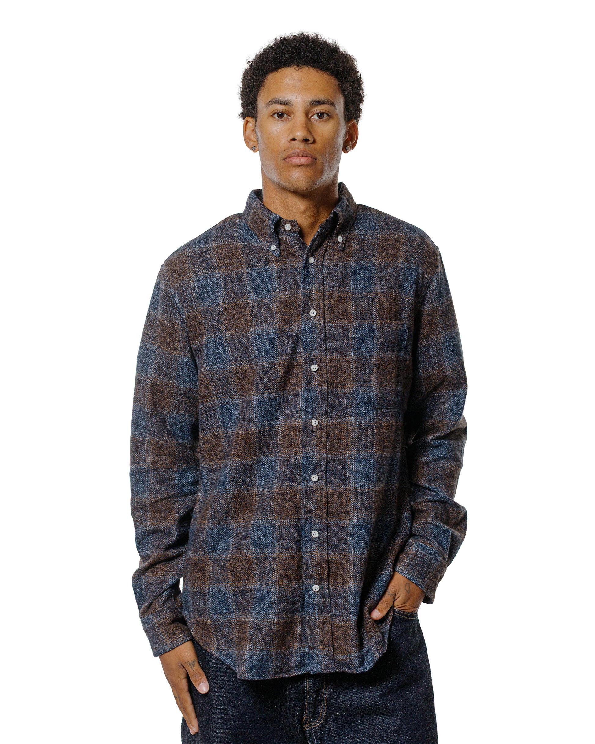 Gitman Vintage Bros. Brown Cotton Tweed Check Shirt