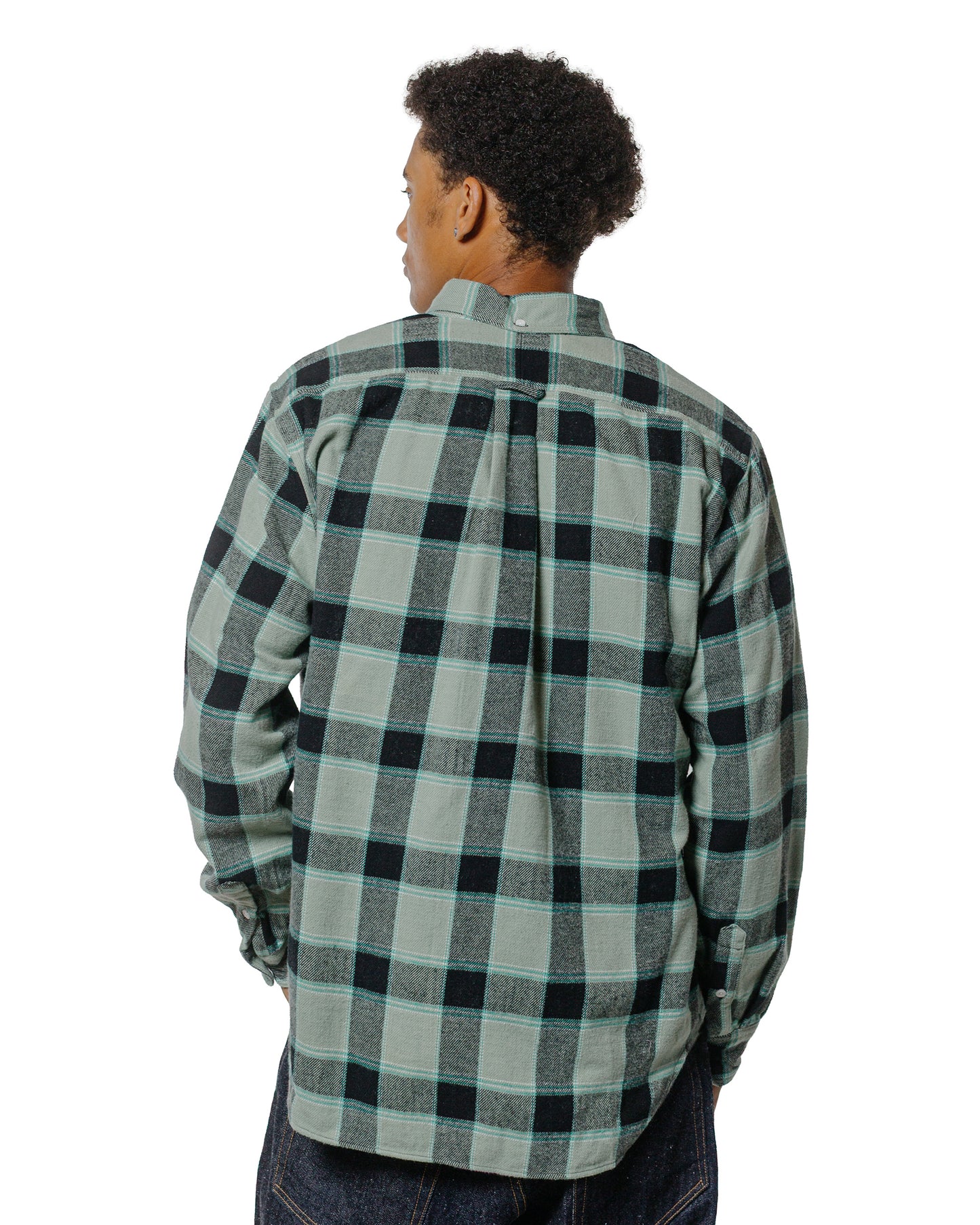 Gitman Vintage Bros. Celeste Green/Black Brushed Winter Madras Shirt