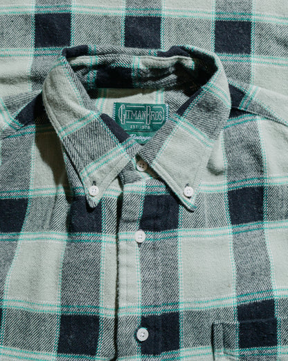 Gitman Vintage Bros. Celeste Green/Black Brushed Winter Madras Shirt