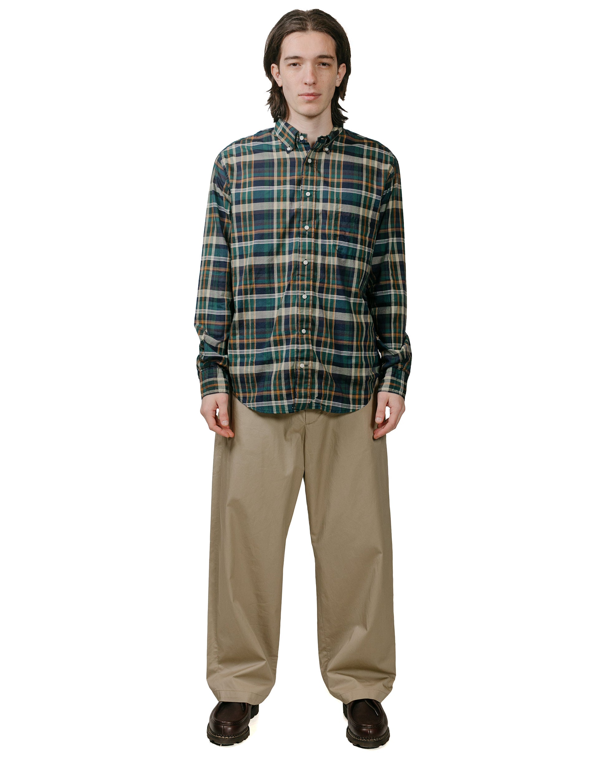 Gitman Vintage Bros. Green Archive Madras Shirt model full