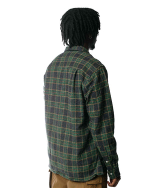 Gitman Vintage Bros. Green Cotton Tweed Check Camp Shirt Model Back