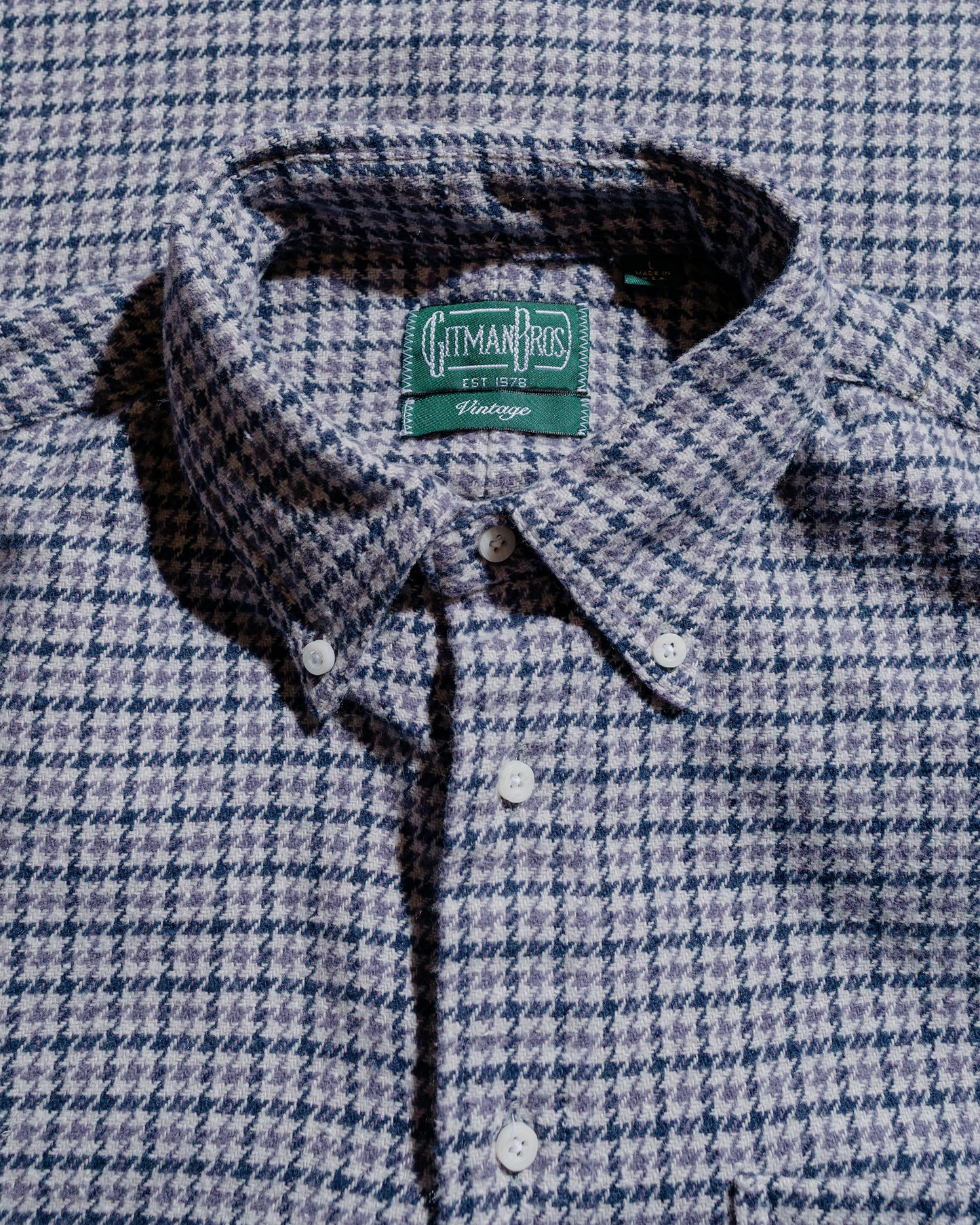 Gitman Vintage Bros. Grey Houndstooth Check Shirt