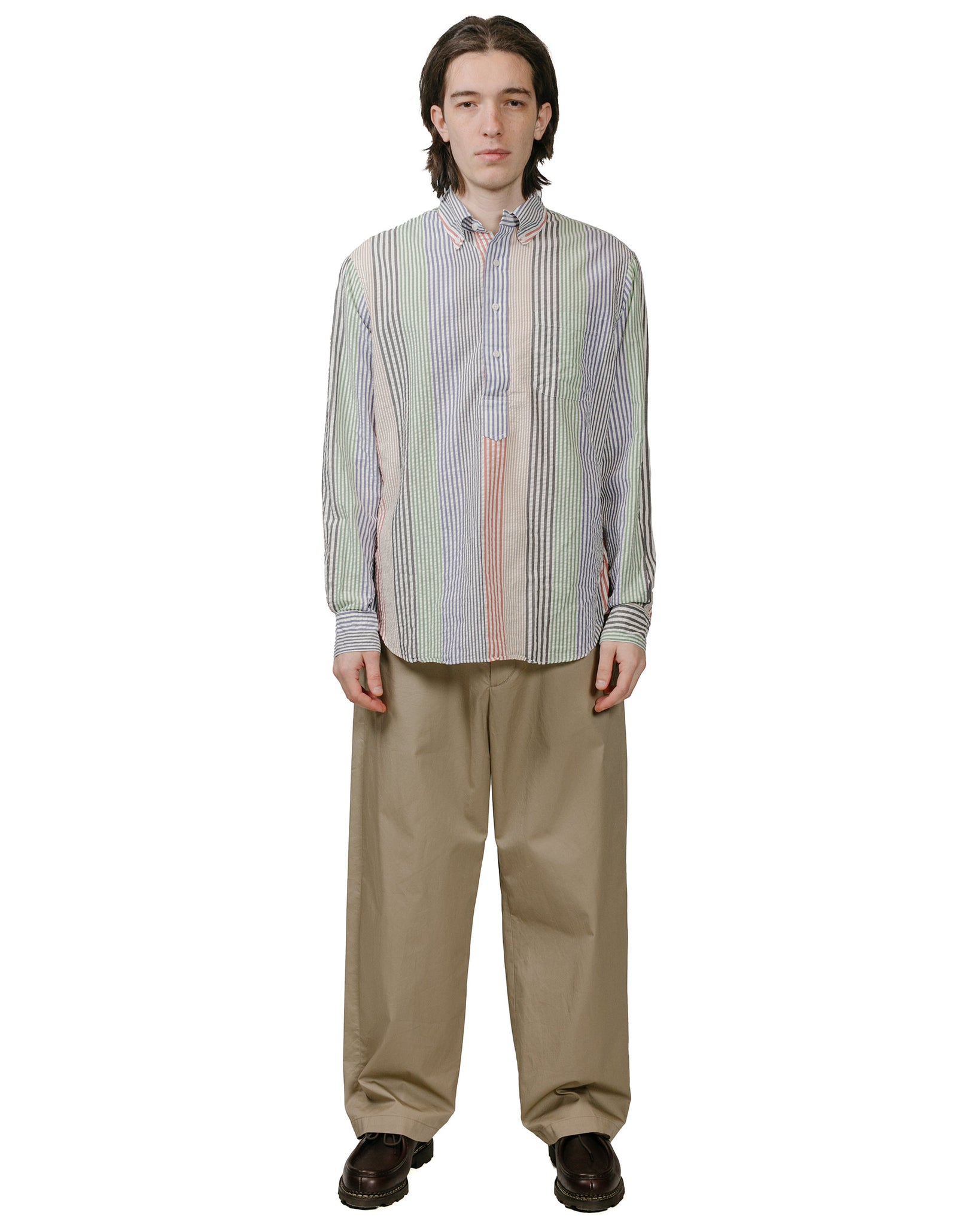 Gitman Vintage Bros. Multi-Striped Seersucker Popover Shirt model full
