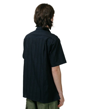 Gitman Vintage Bros. Navy Cotton/Linen Yarn-Dyed Dobby Beach Shirt model back