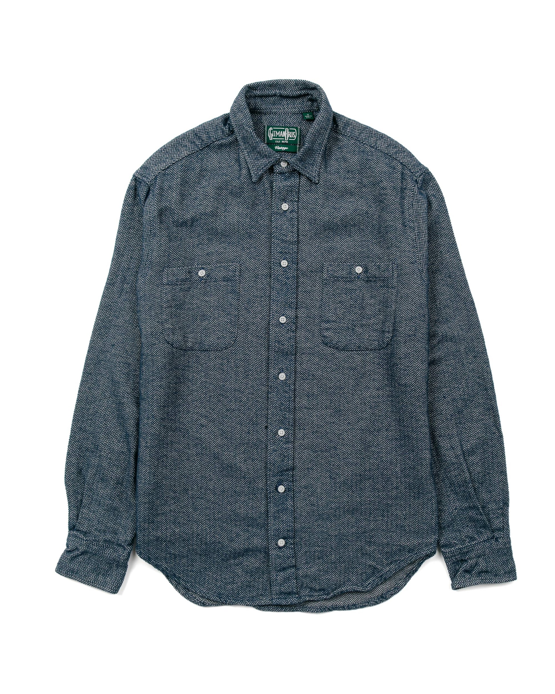 Gitman Vintage Bros. Navy Herringbone Flannel Work Shirt