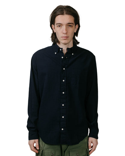 Gitman Vintage Bros. Navy Overdye Seersucker Shirt model full