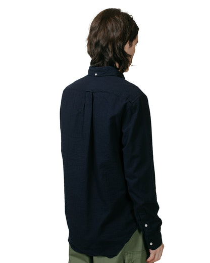 Gitman Vintage Bros. Navy Overdye Seersucker Shirt model back