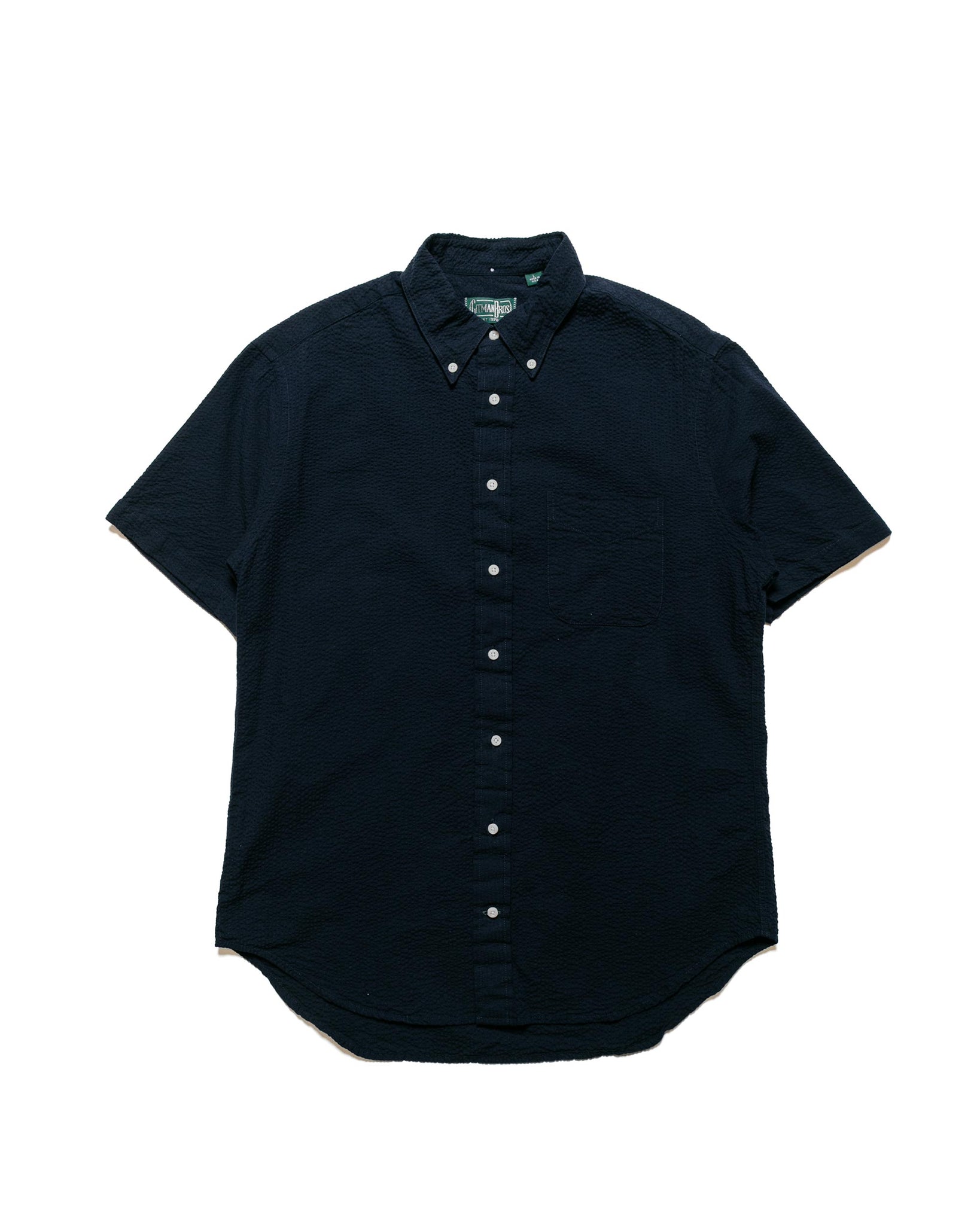 Gitman Vintage Bros. Navy Overdye Seersucker Short Sleeve Shirt