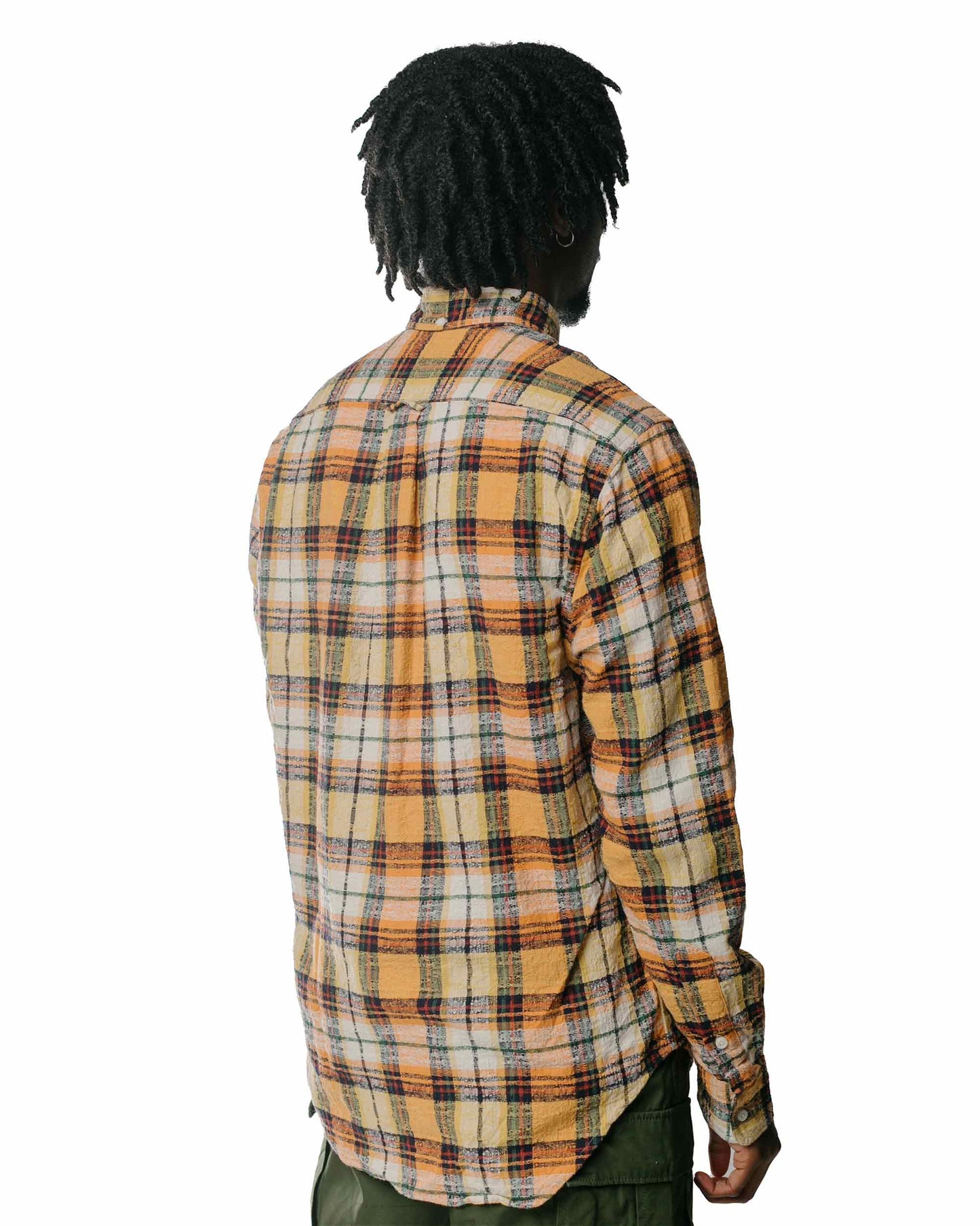 Gitman Vintage Bros. Orange Broken Dobby Plaid Shirt Model Back