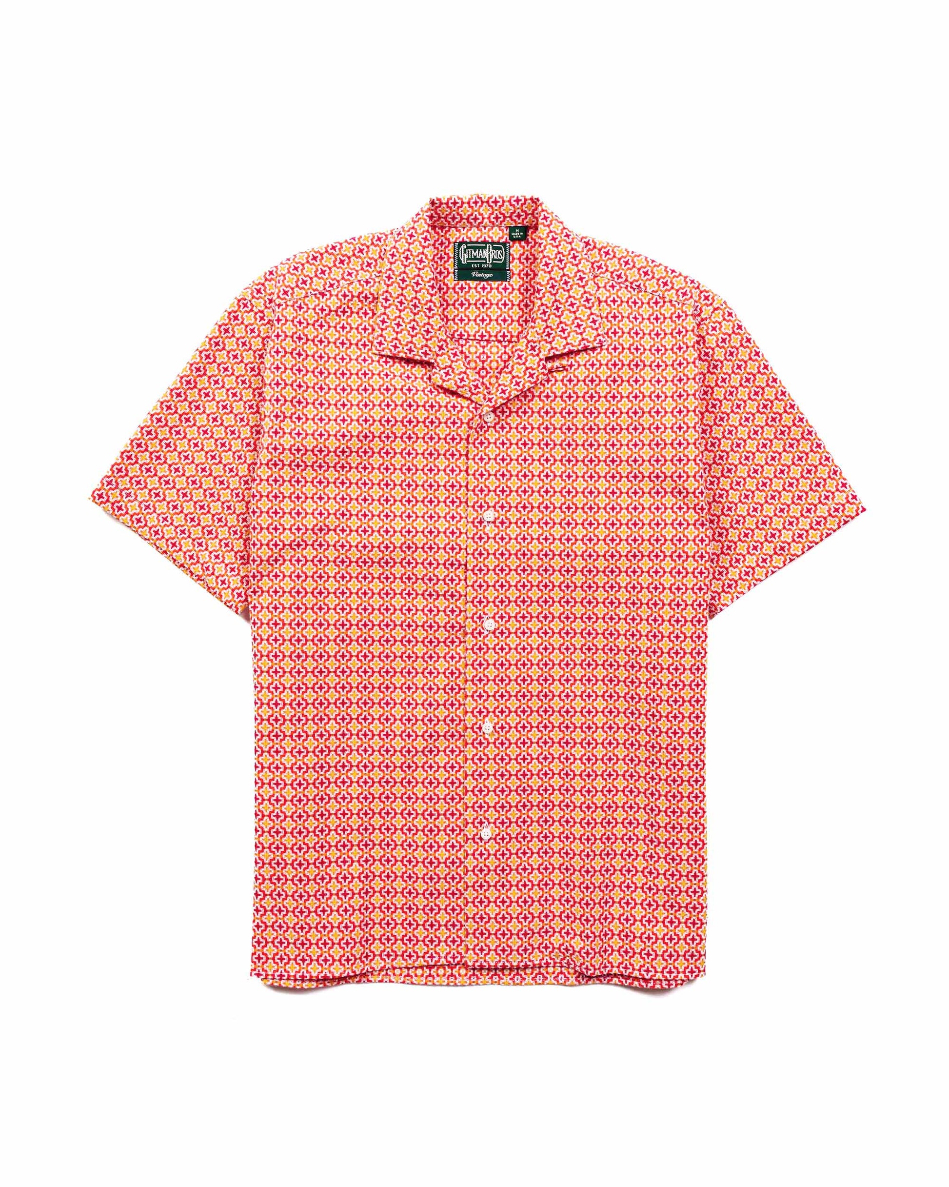 Gitman Vintage Bros. Summer Ready Jacquard Camp Collar Shirt Red