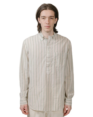 Gitman Vintage Bros. Tan Cotton/Ramie Cabana Stripe Popover Shirt model front